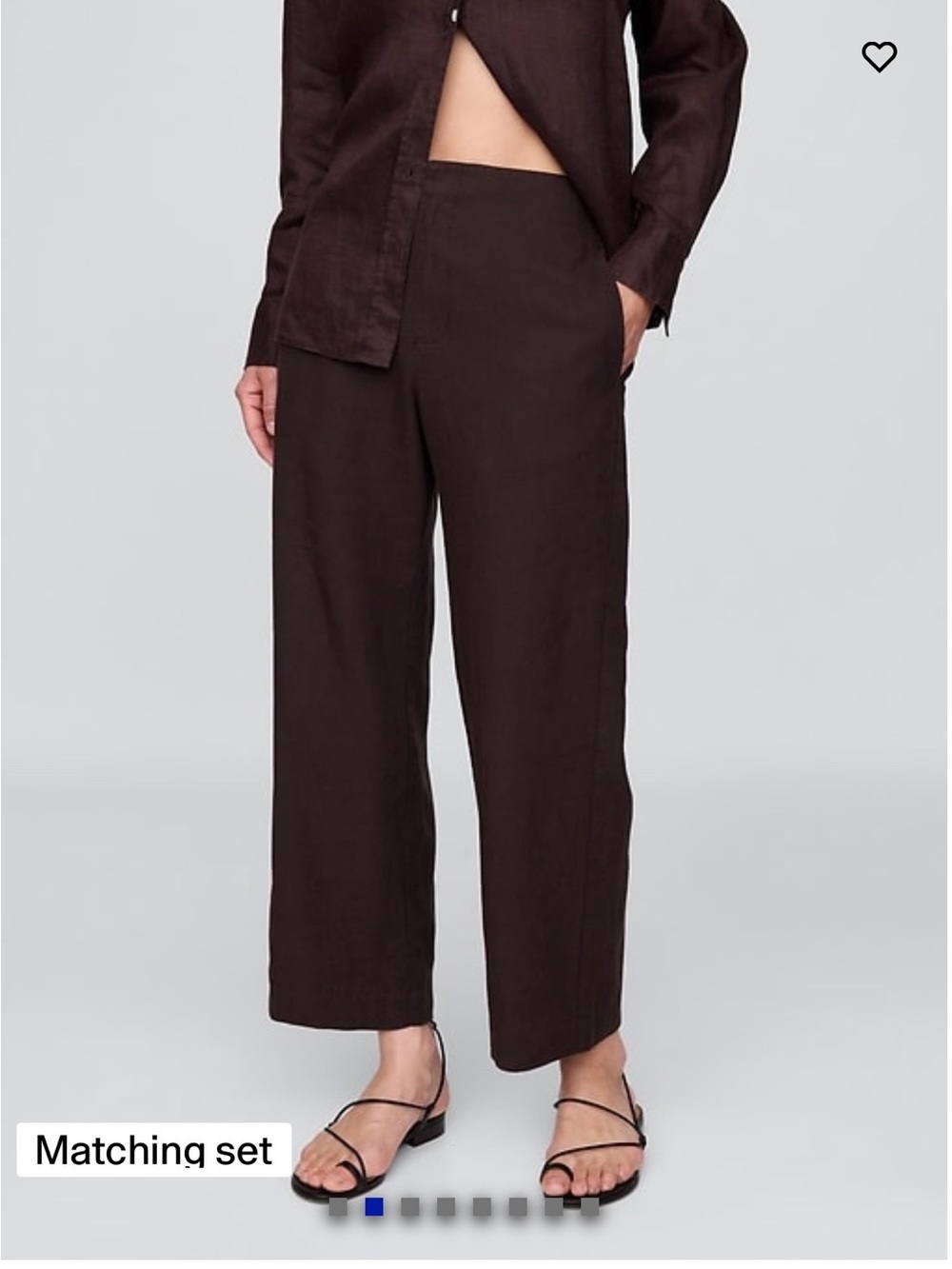 NWT GAP Wide-Leg Linen-Blend Pants in Dark Brown
